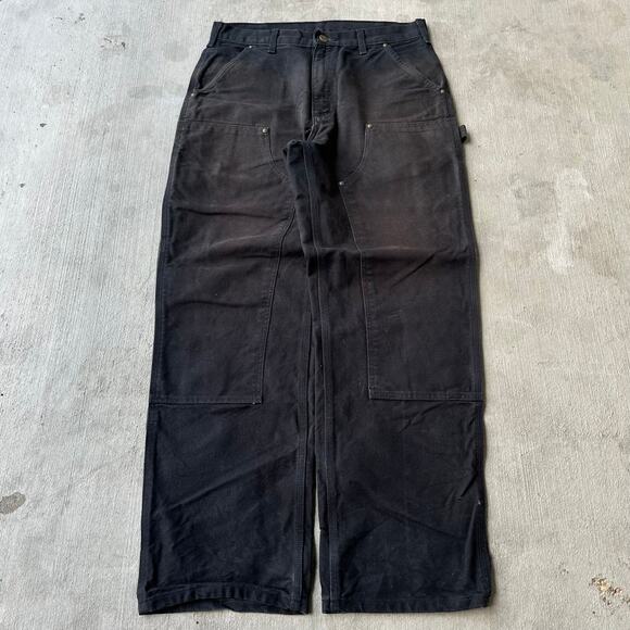 Vintage Y2K Carhartt black double knee work wear carpenter pants - Picture 1 of 8